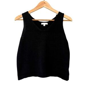 All:Row Sleeveless Cropped Knit Top Black Size Medium